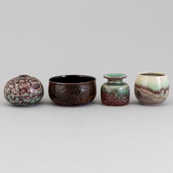 STIG LINDBERG, four stoneware pieces, Gustavsbergs Studio.