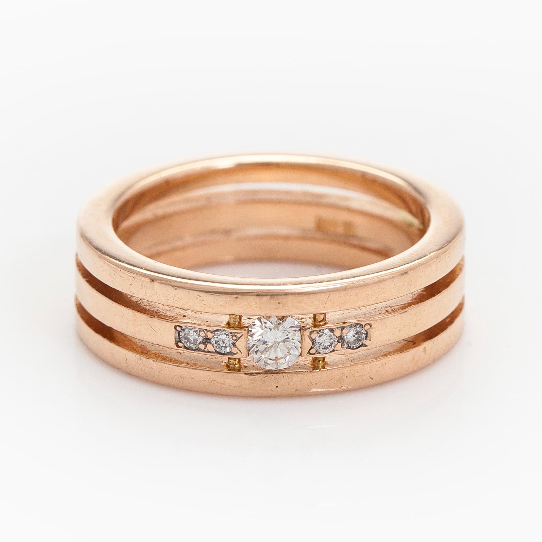 Ring, brilliant cut diamonds, 14K gold.