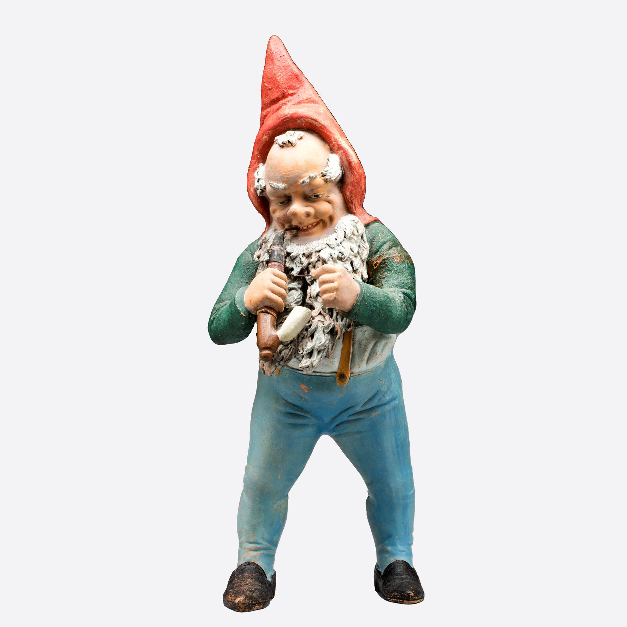 Gnome probably Germany first half/mid 20th century painted terracotta.