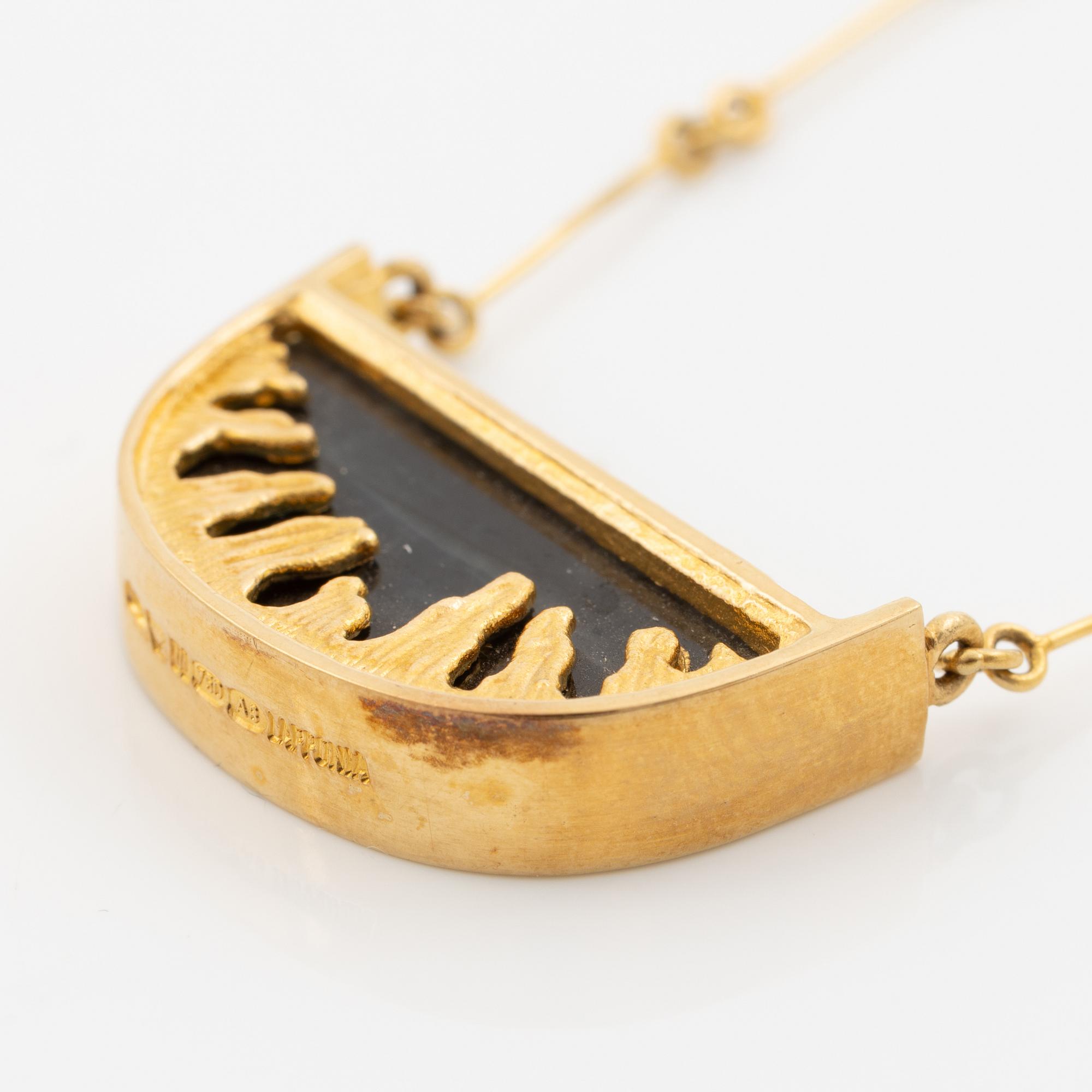 Juhani Linnovaara, necklace 18K gold and spectrolite, Lapponia 1978.