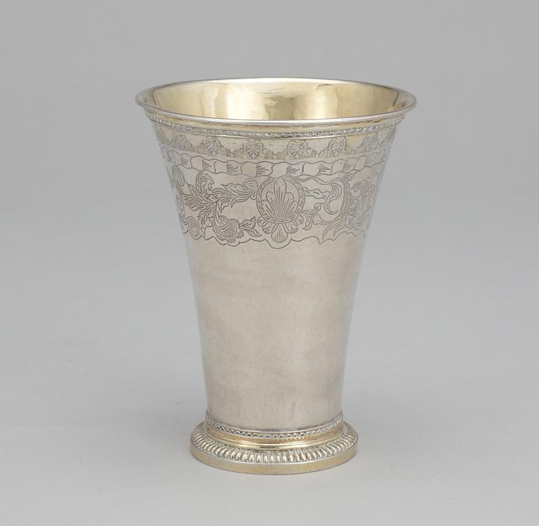 A Swedish 18th century silver beaker, marks of Lorens Stabeus, Stockholm 1749.