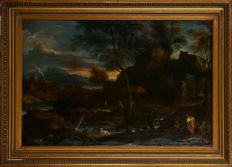 GASPARD DUGHET, hans krets, olja på duk, osignerad.