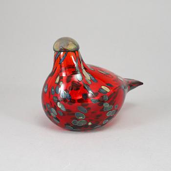 OIVA TOIKKA, a glass bird, Ruby bird (Rubiinilintu), signed O. Toikka Nuutajärvi.