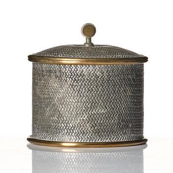 Björn Trägårdh, a pewter and brass lidded jar, model "A 2273", Firma Svenskt Tenn, Stockholm, 1944.