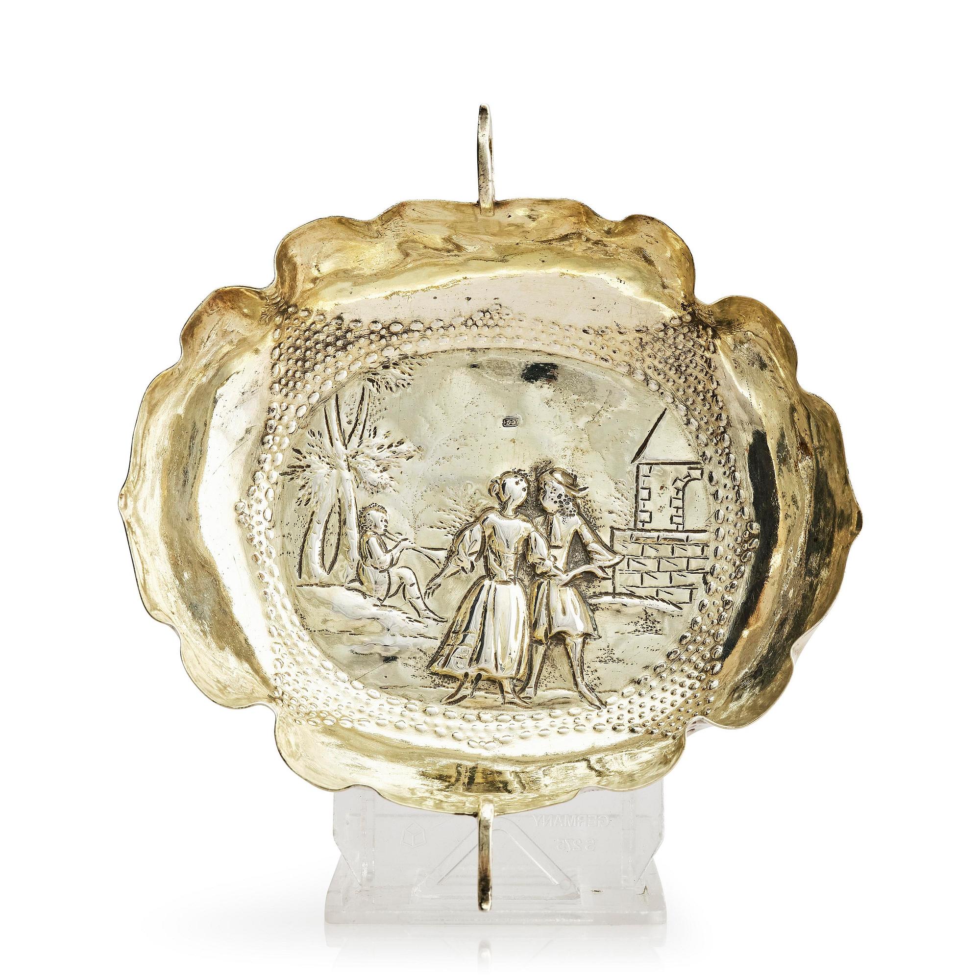 A small German parcel-gilt silver bowl (wine tasting bowl), mark of Johannes Kilian, Augsburg 1689-1692.