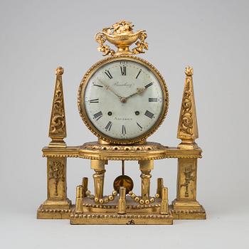 A late gustavian table clock, signed Beurling, Stockholm. Late 18th / early 19th century.