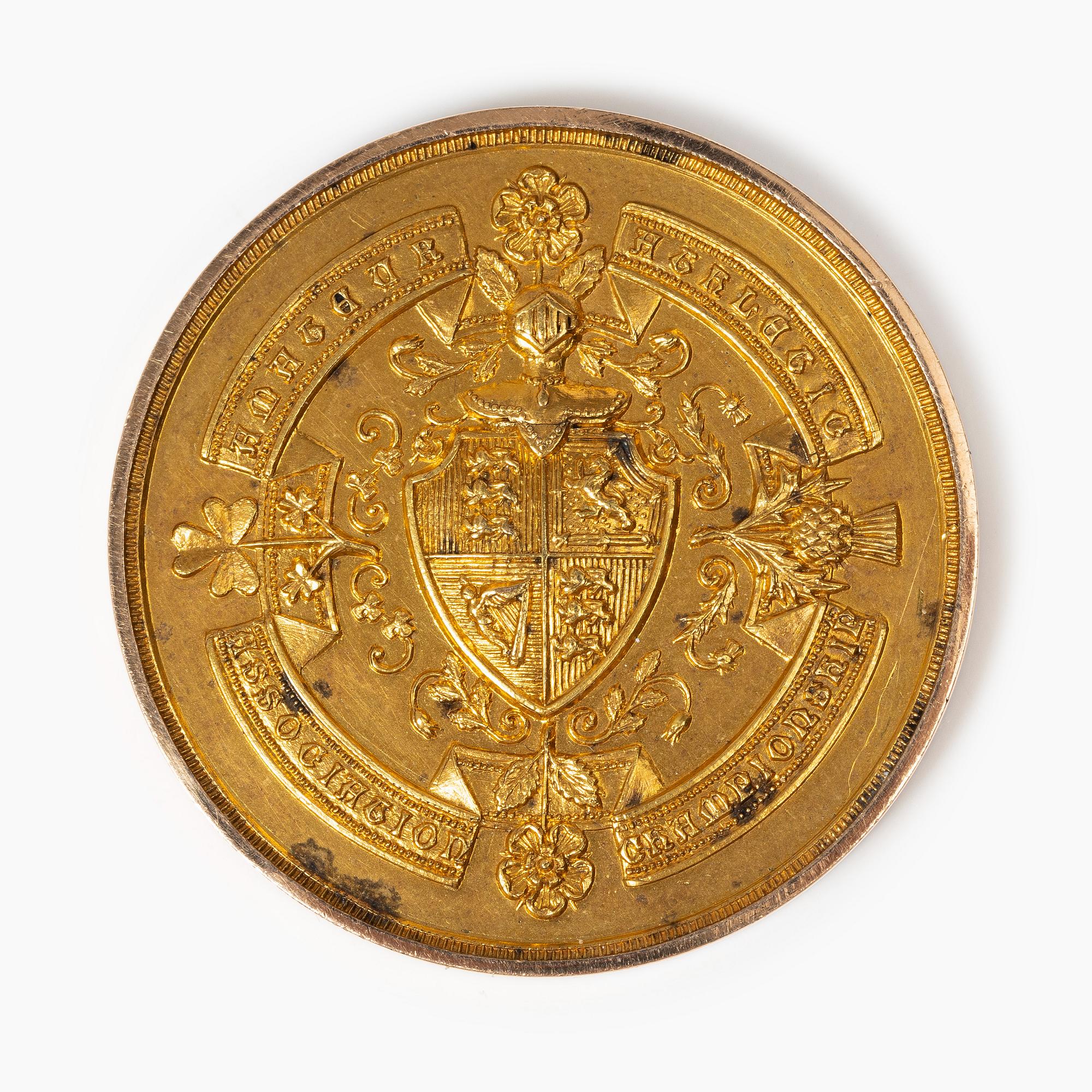 Medalj, 15K guld, England, 1922.