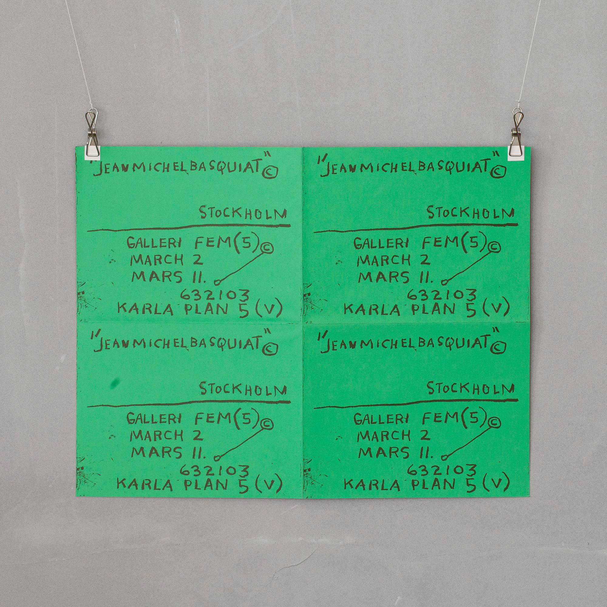 JEAN-MICHEL BASQUIAT, poster/utställningsaffisch, Galleri Fem, 1983.