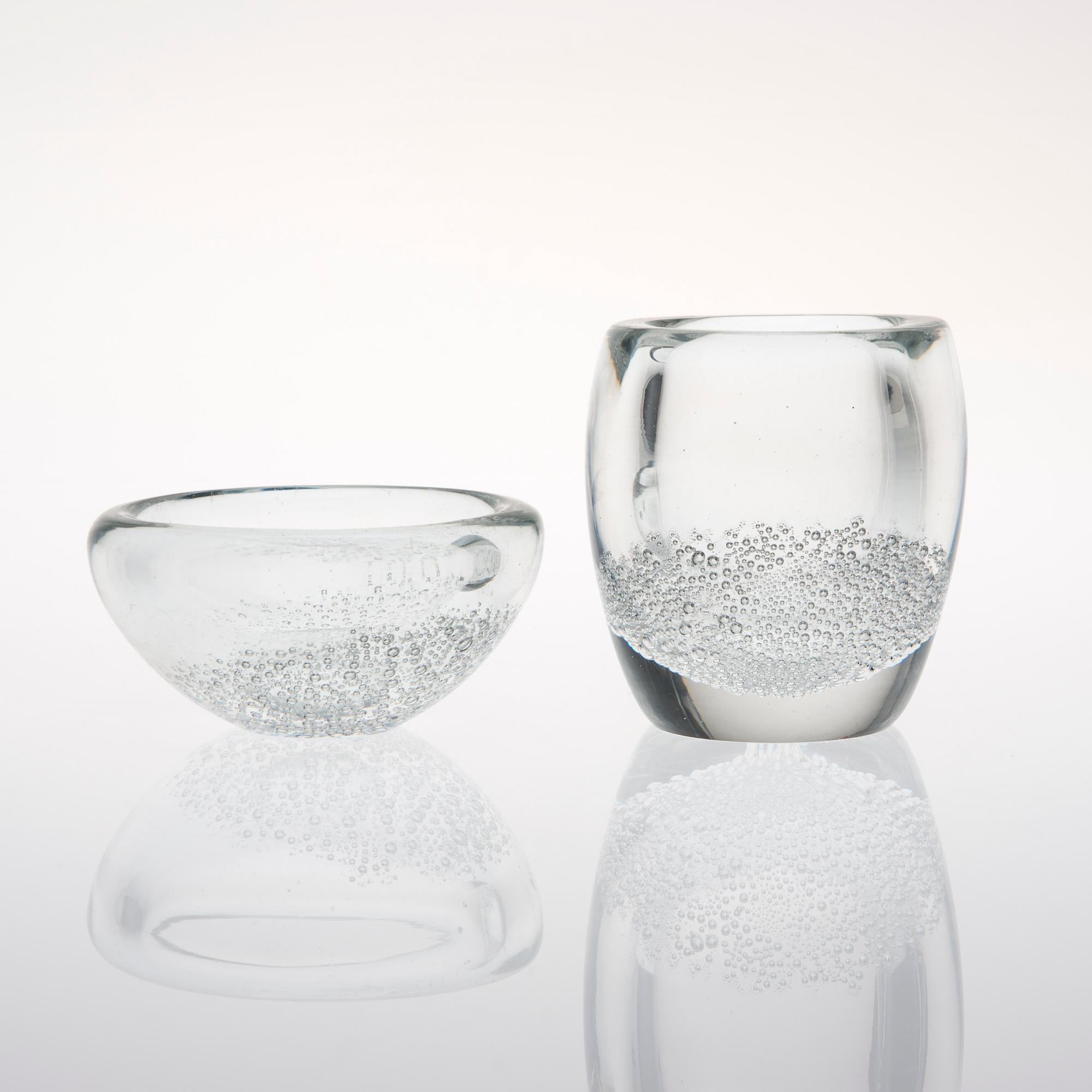 SKÅLAR, 2 st, glas, signerade K. Franck, Iittala.