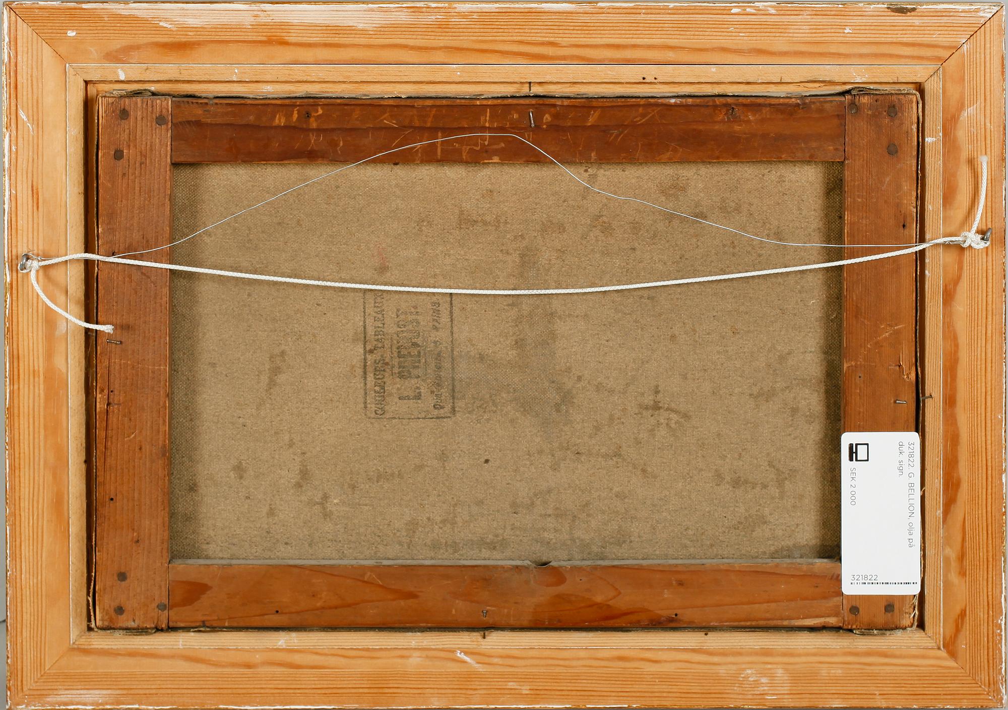 OKÄND KONSTNÄR, olja på duk, sekelskiftet 1900, sign G Bellion.