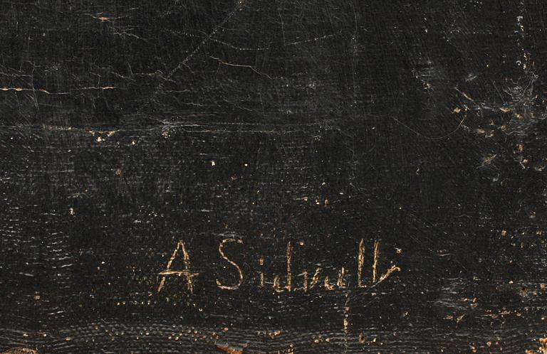 AMANDA SIDVALL, olja på dubblerad duk, sign.