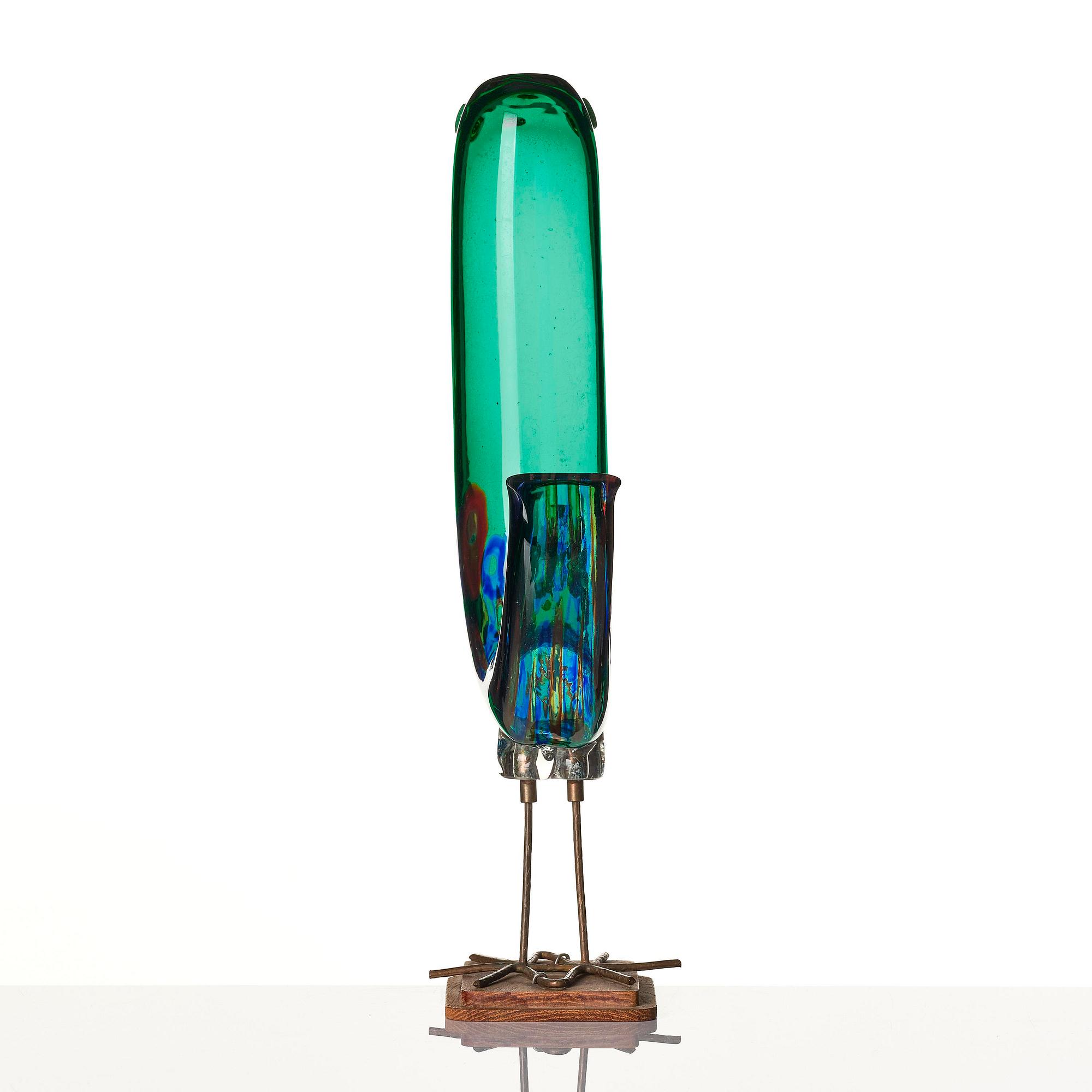 Alessandro Pianon, skulptur, "Pulcino", glas, fågel, Vistosi, Italien, 1960-tal.