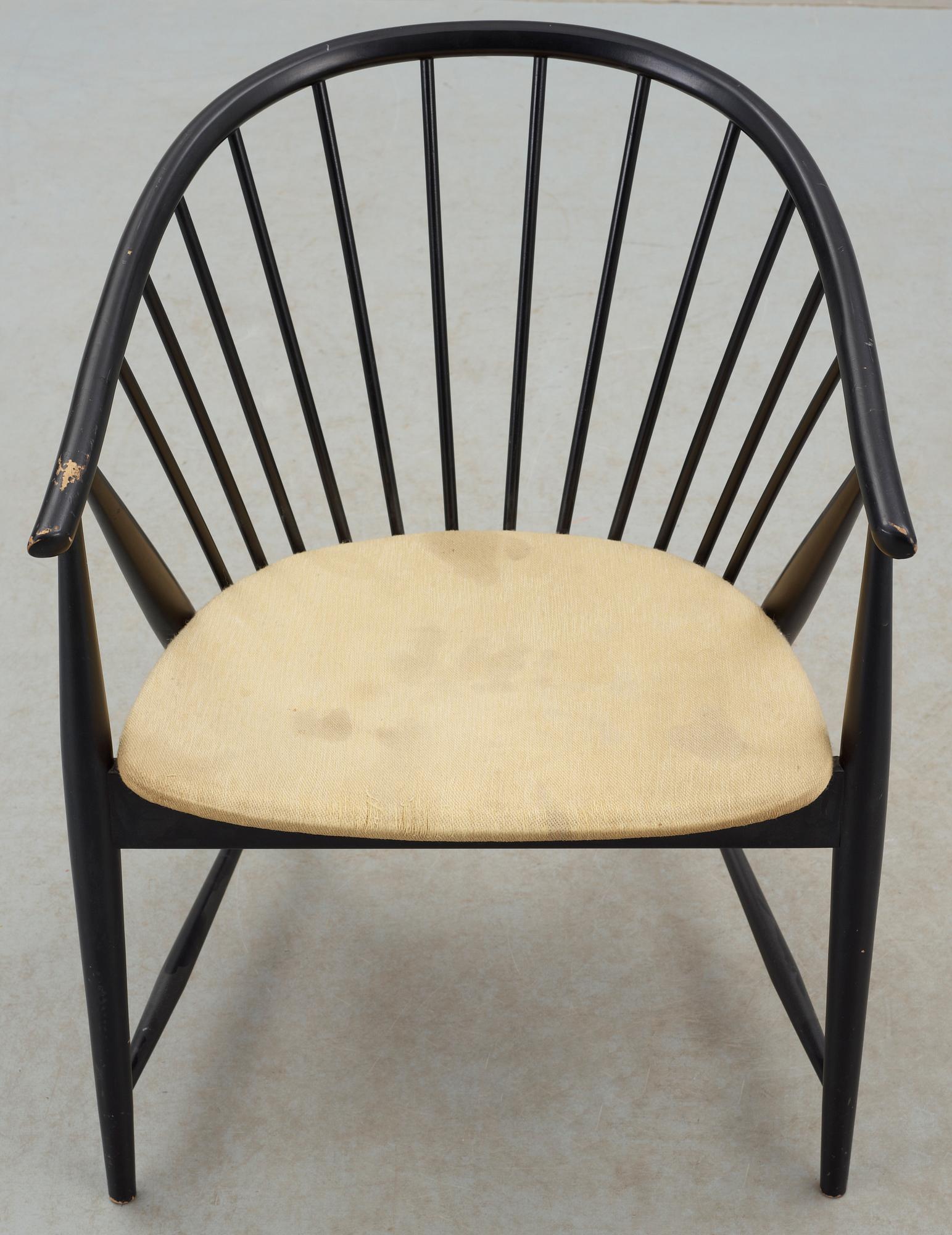 KARMSTOL, "Solfjädern", Sonna Rosén, Nässjö Stolfabrik, formgiven 1948.