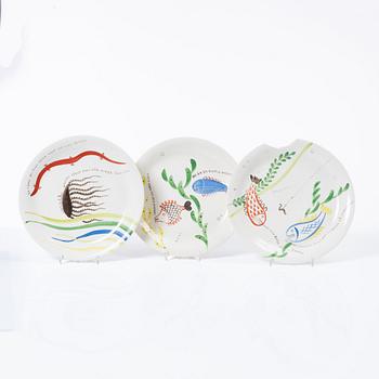 Stig Lindberg, twelve 'Löja' plates, Gustavsberg.