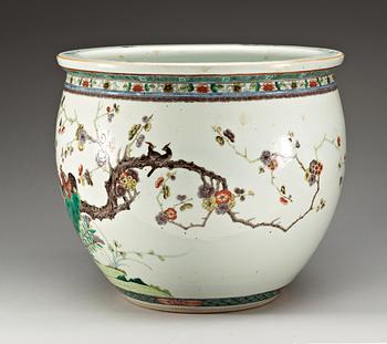 A large famille rose fish basin, late Qing dynasty.