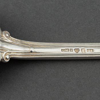 A set of six Swedish 19th century dessert-spoons, mark of Gustaf Möllenborg, Stockholm 1850-1854.