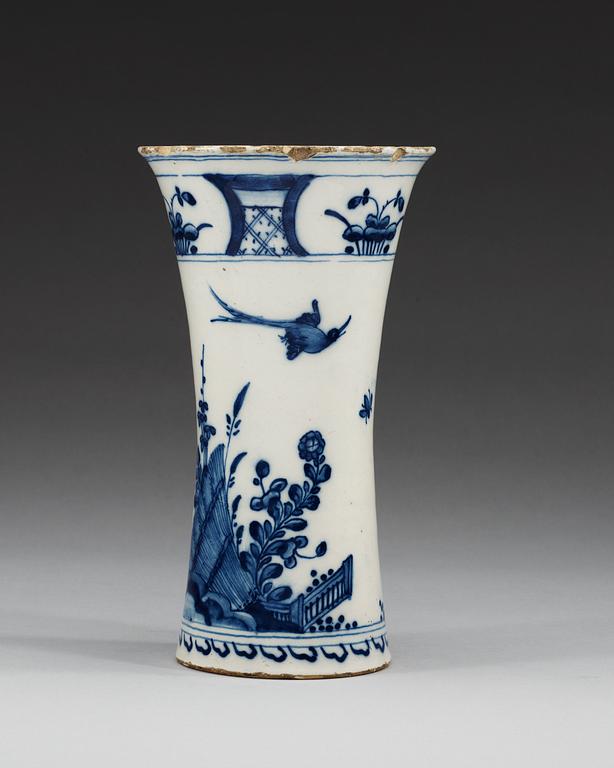 A faience vase, unmarked, presumably Rörstrand 1740's.