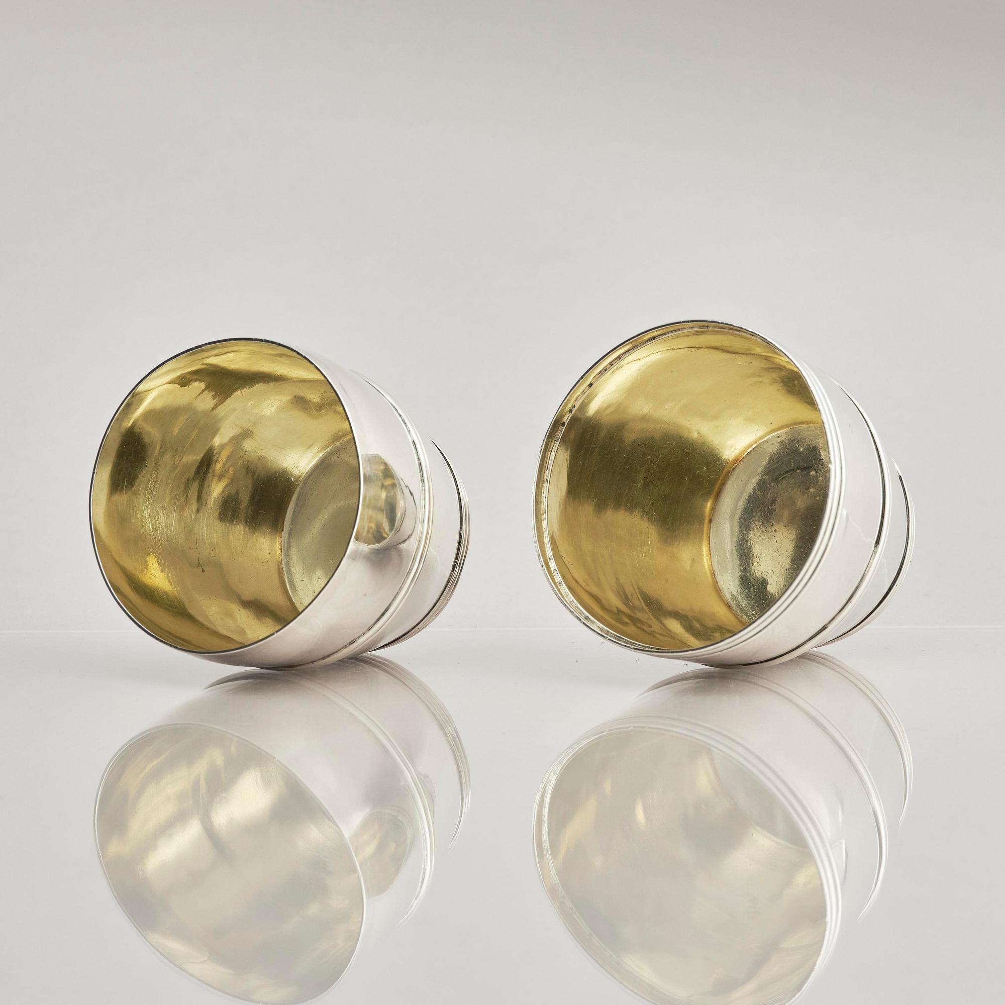 A Swedish 19th century double beaker, silver, marks of Peter Holmberg, Örebro 1854.