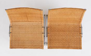 Poul Kjaerholm, a pair of steel and rattan 'PK22' easy chairs, edition E Kold Christensen, Denmark.