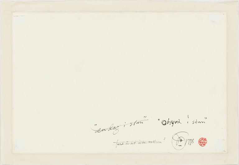 ULF RAHMBERG, ink and heightening white on paper, signed with monogram and dated 1998 on verso.
