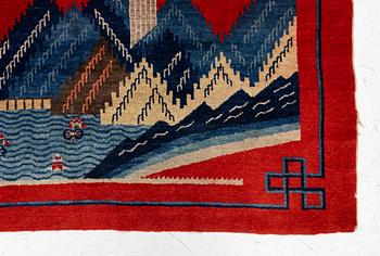 A Chinese Baoutou carpet, around 1900, c. 270 x 182 cm.