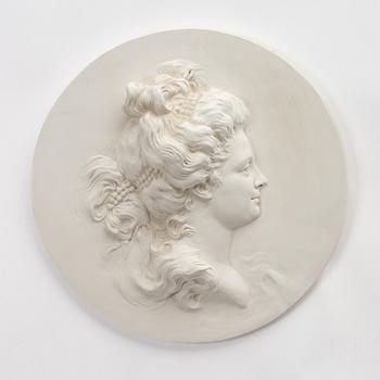 Johan Tobias Sergel, after, late 20th century, portrait medallion, "Sofia Magdalena" (1746-1813).