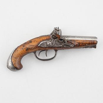 Flintlock pistol, double-barrel, possibly France, second half of the 18th century.
