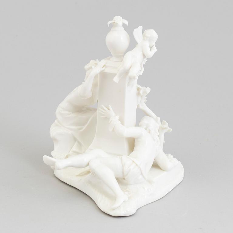 A Nymphenburg porcelain figure 'Der Voyeur am Brunnen', Germany early 20th Century.