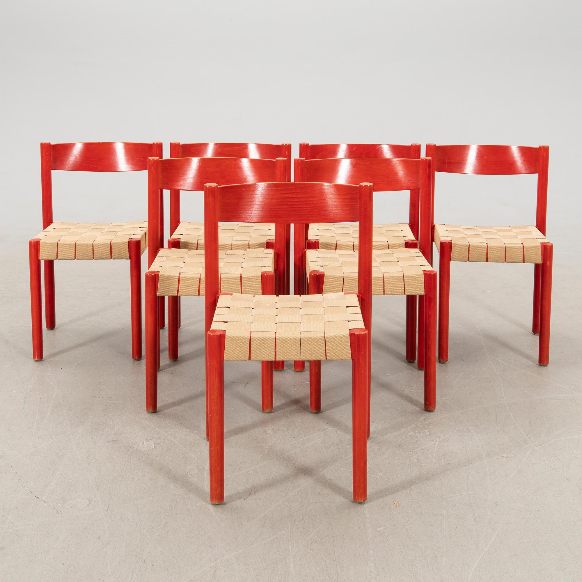 Axel Larsson, chairs, 7 pcs, for Balzar Beskow, 1970s,.