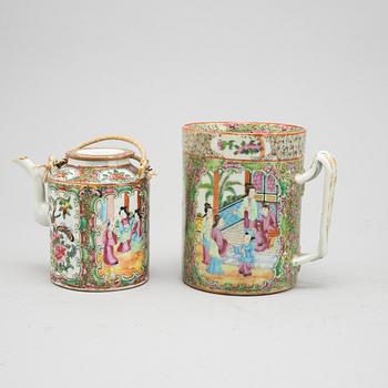 Parti porslin, sex delar, Kina, Kanton, 1800-tal samt1900-tal.