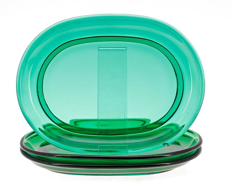 TALLRIKAR, 3 st, glas, Josef Frank, Firma Svenskt Tenn, Reijmyre och Gullaskruf.