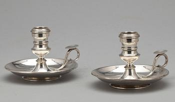 LJUSSTAKAR, ett par, silver, Jacob Engelberth Torsk (Sigrid Torsk), Stockholm, 1898, tot vikt ca 370 g.