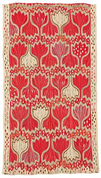 295. Ann-Mari Lindbom, gift Forsberg, A TAPESTRY/A DRAPE, "Röd Crocus", a tapestry variant, ca 250,5 x 138,5-143 cm, signed AB MMF AML.