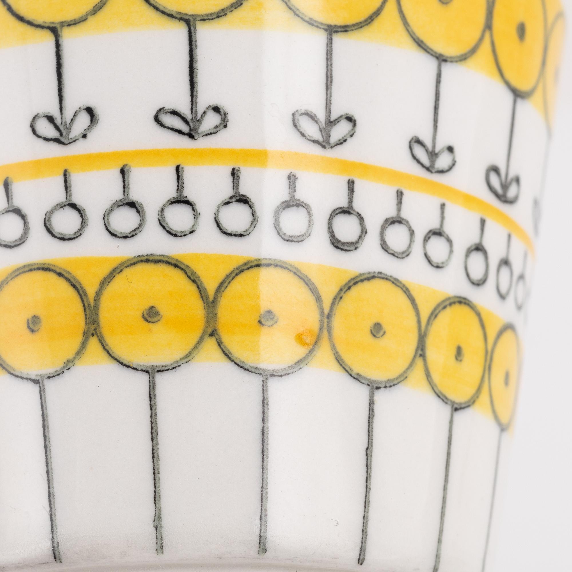 Berit Ternell, a set of six porcelain teacups with saucers, Upsala-Ekeby 1960-62.