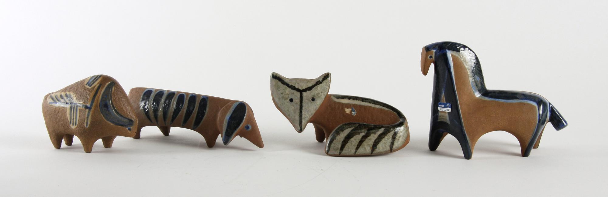 FIGURINER, 4 st, stengods, Lisa Larson, Gustavsberg, osign.