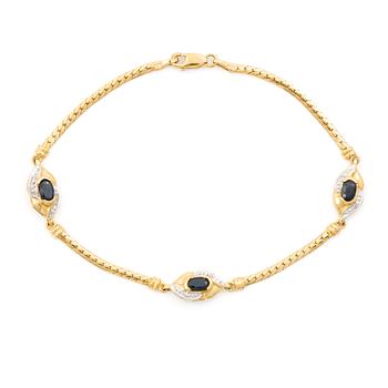 Bracelet, 18K gold with sapphires and small single-cut diamonds, Italy.