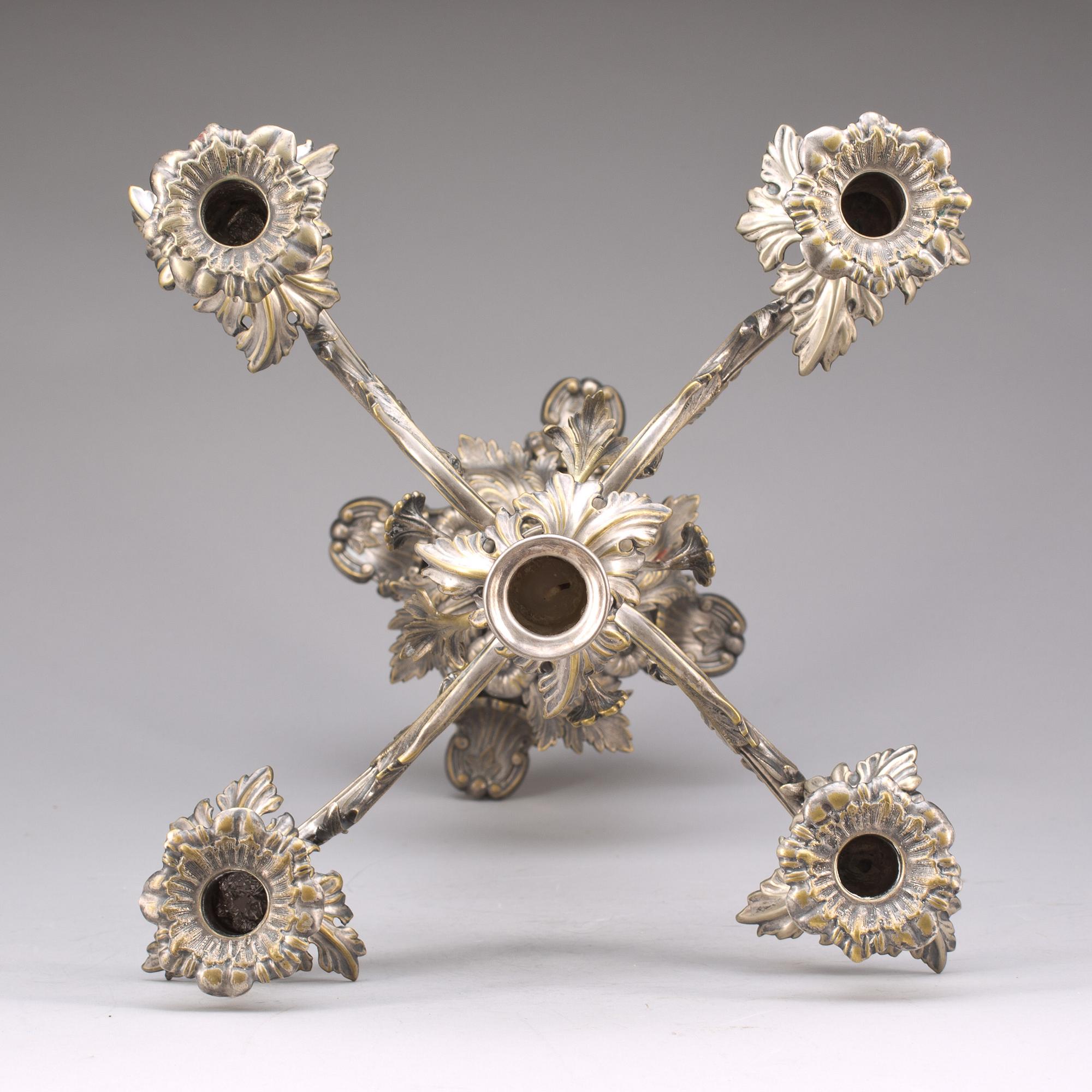 KANDELABER, nysilver, AG Dufva, Stockholm, 1800-talets slut.