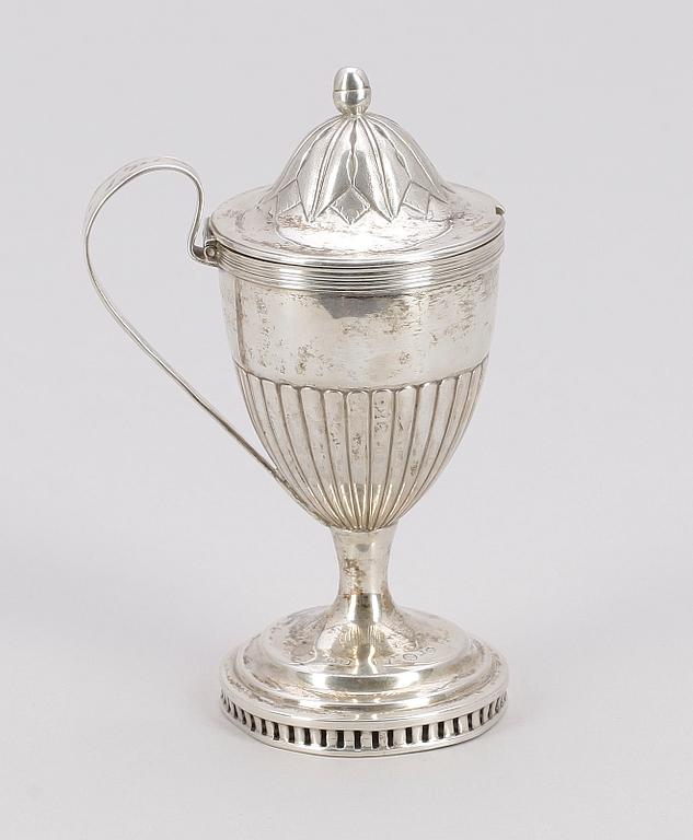 SENAPSKANNA, silver, empire, Anders Theodor Barkman, Varberg 1830. Vikt ca 90 gram.