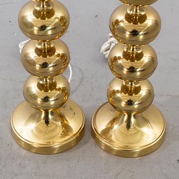 A PAIR OF BRASS TABLE LAMPS BY UNO DAHLÉN 1960-70'S.