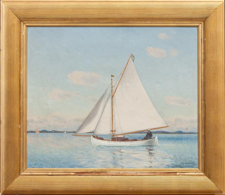 HJALMAR LINDE, olja på duk. Signerad.