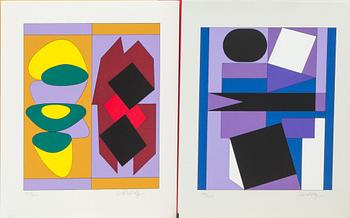 VICTOR VASARELY, 7 serigrafier i mapp, signerade och numrerade.
