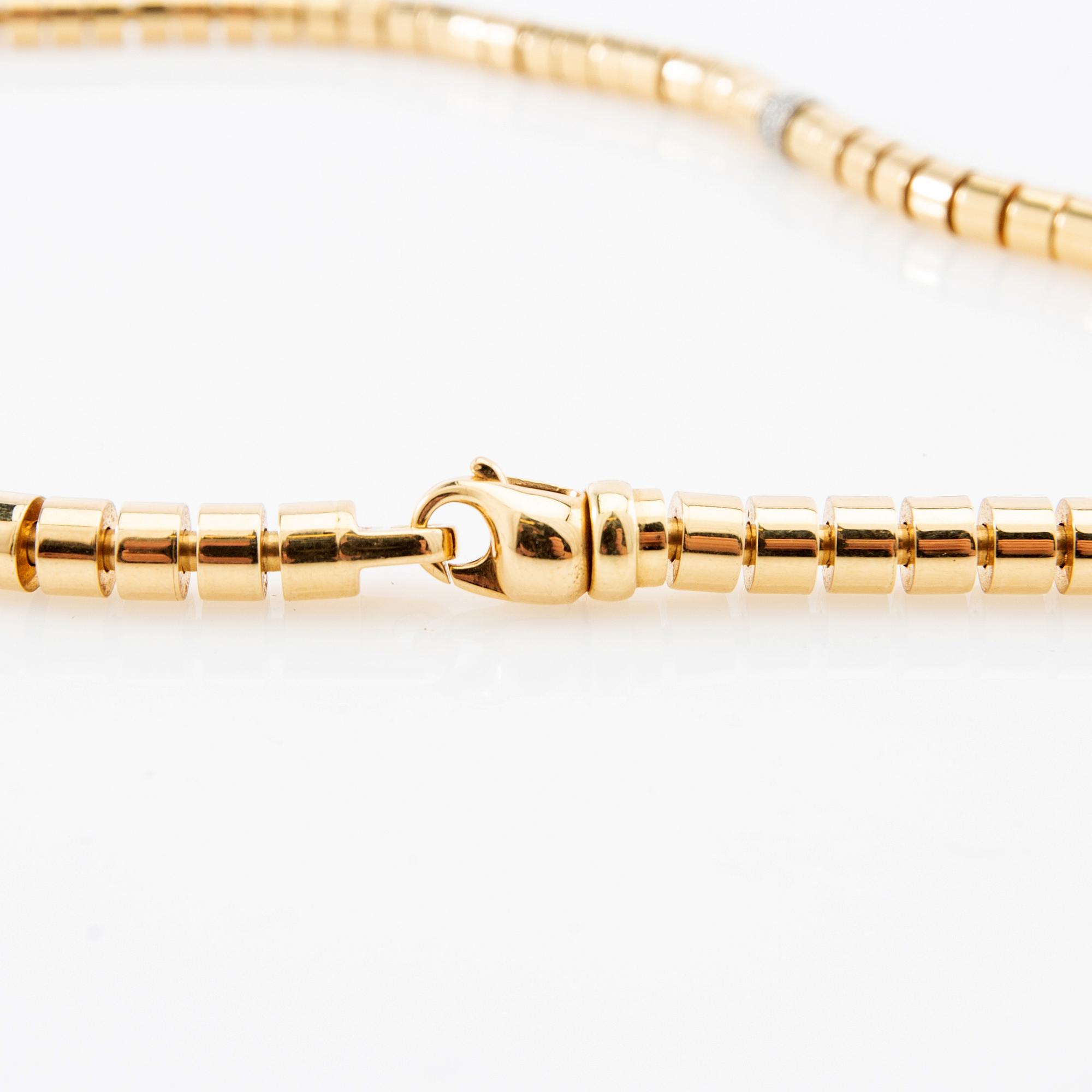 Collier, 18K röd och vitguld med diamanter.