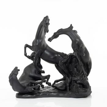 Fulgencio García, figurine, "Horses' group (black)", Lladró, Spain.
