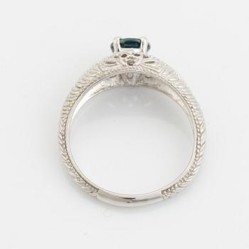 White gold and sapphire ring.