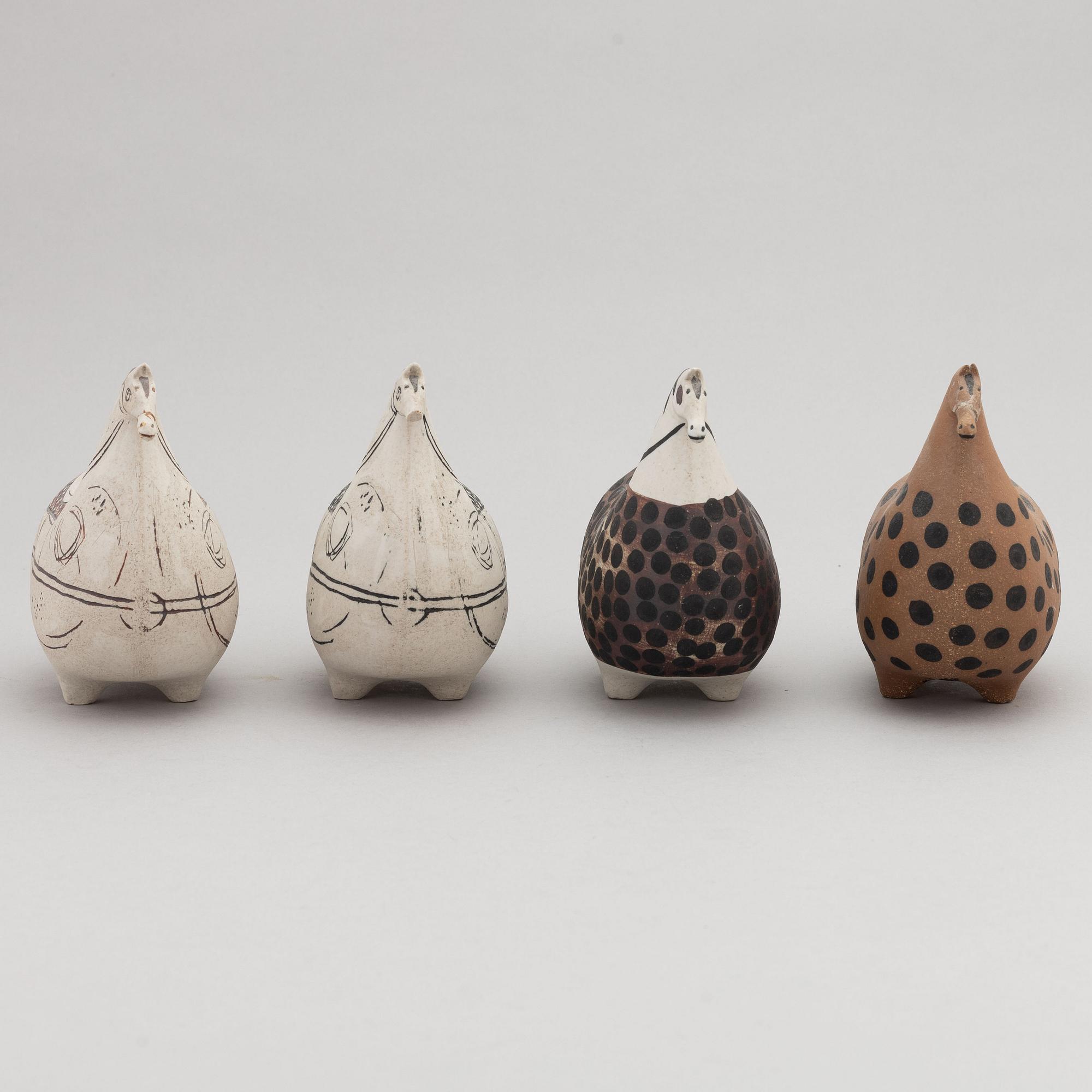 Stig Lindberg, figuriner, stengods, 4 st, Gustavsberg studio.