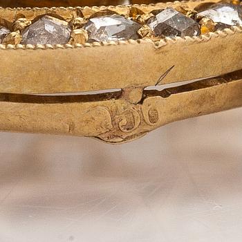 Kaulakoru, 14K kultaa, vanha- ja ruusuhiottuja timantteja n. 1.50 ct yht. Venäjä vuosisadan vaihde 1800/1900.