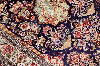 An older silk Ghom rug, 150 x 103 cm.