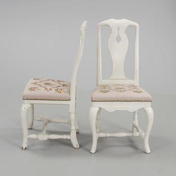 STOLAR, 4 st, senbarockstil samt en st senbarock. 1900-tal respektive 1700-tal-.