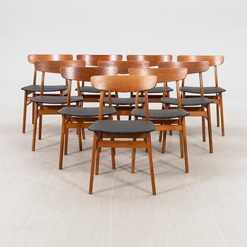 A set of 10 1960s Farstrup teak dining chairs.
