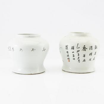 A set of two Chinese ladies and boys vases, 20th century.